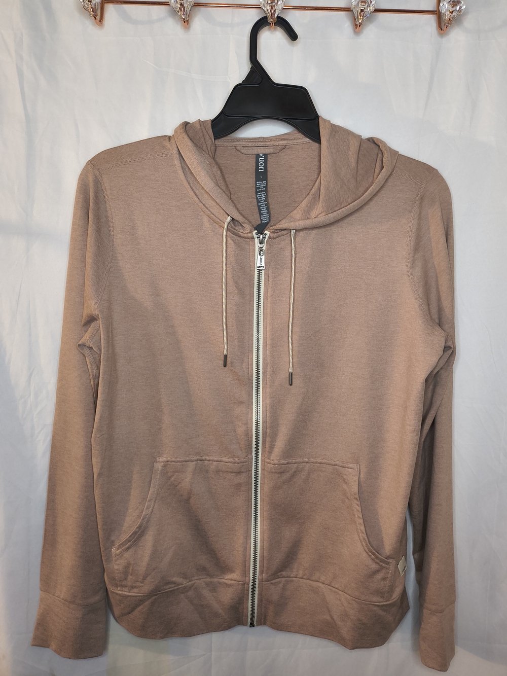 Vuori Halo Performance Full Zip Hoodie Jacket Size L Tan Heathered Pre-owned